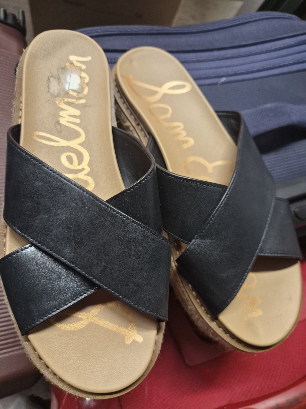 Sam Edelman Black Crisscross Slide Sandals